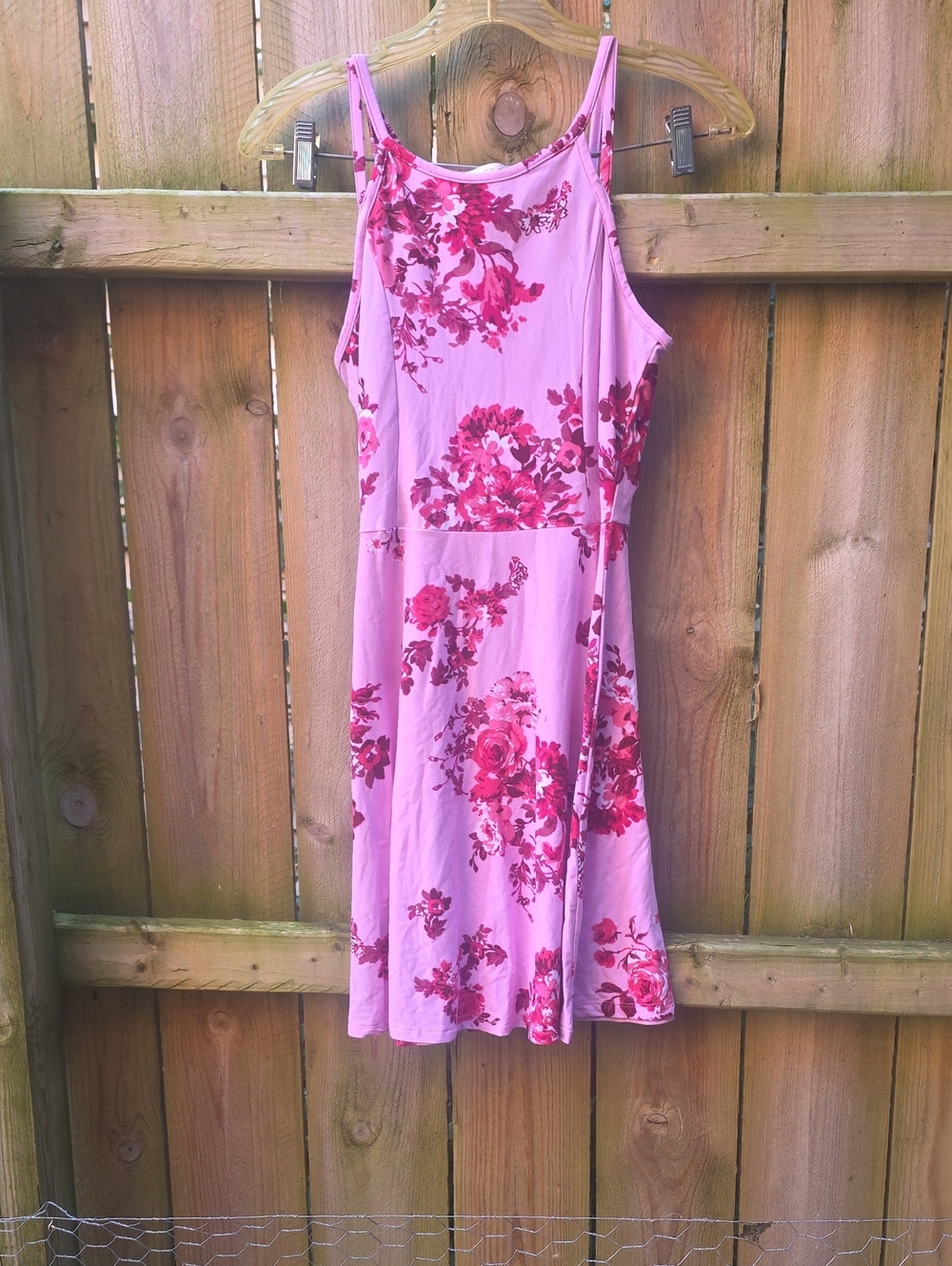 Planet Gold Pink Floral Mini Dress with Red Rose Print